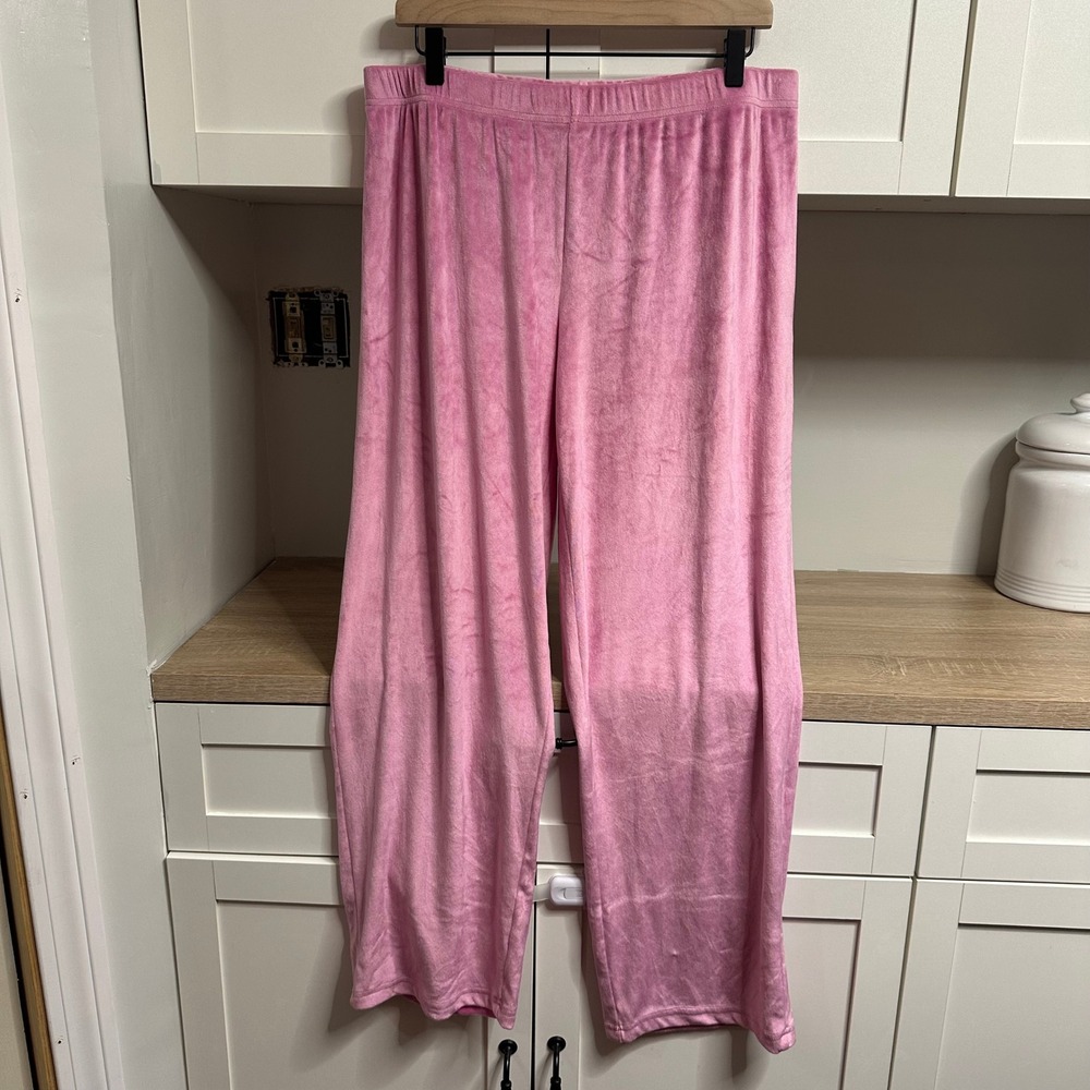 Juicy Couture‎ Pink Velour Track Pants Rhinestone Bling Lounge Sleepwear Large